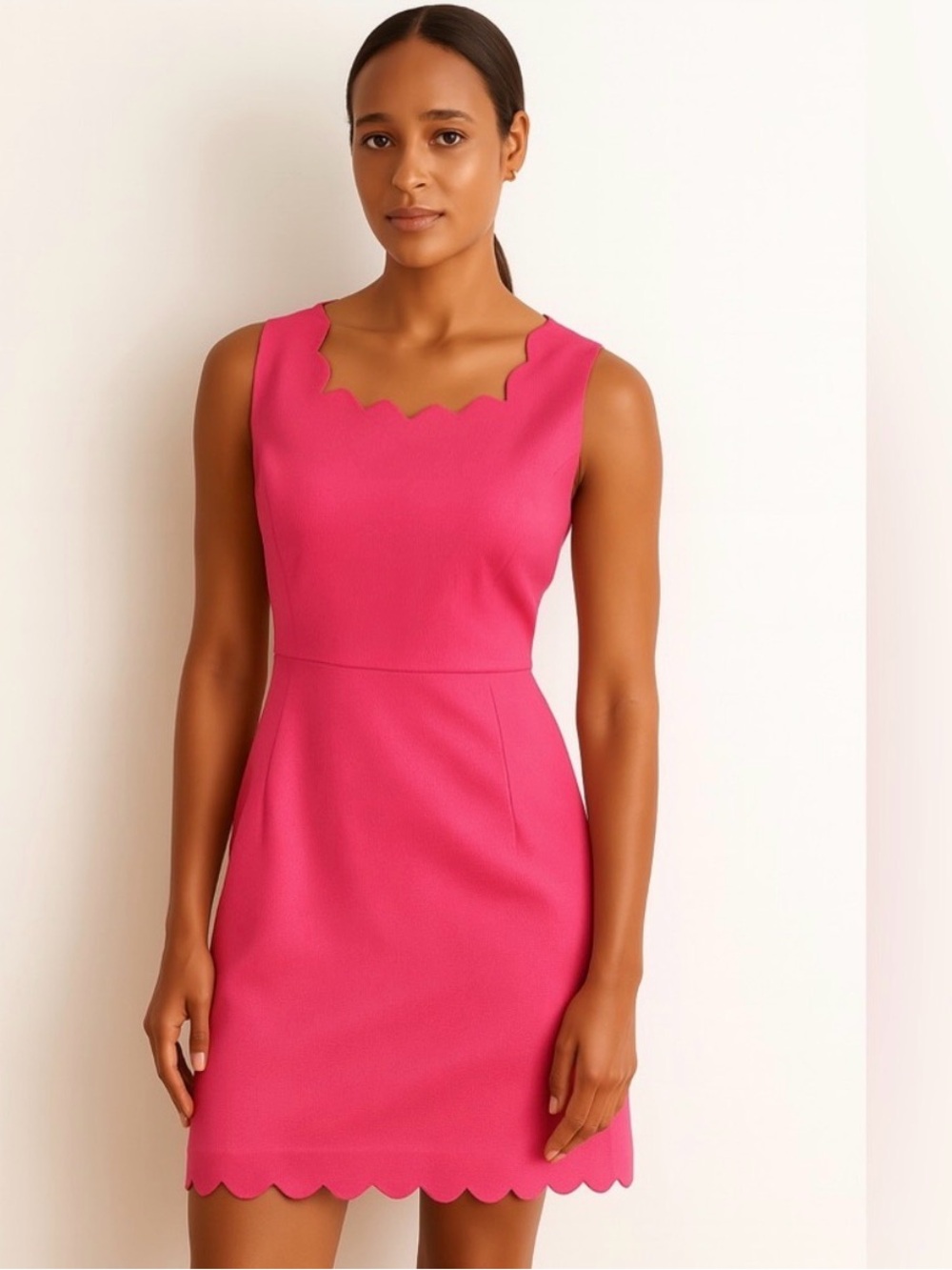 Women's Pink Scallop-Edge Sheath Dress J.Crew